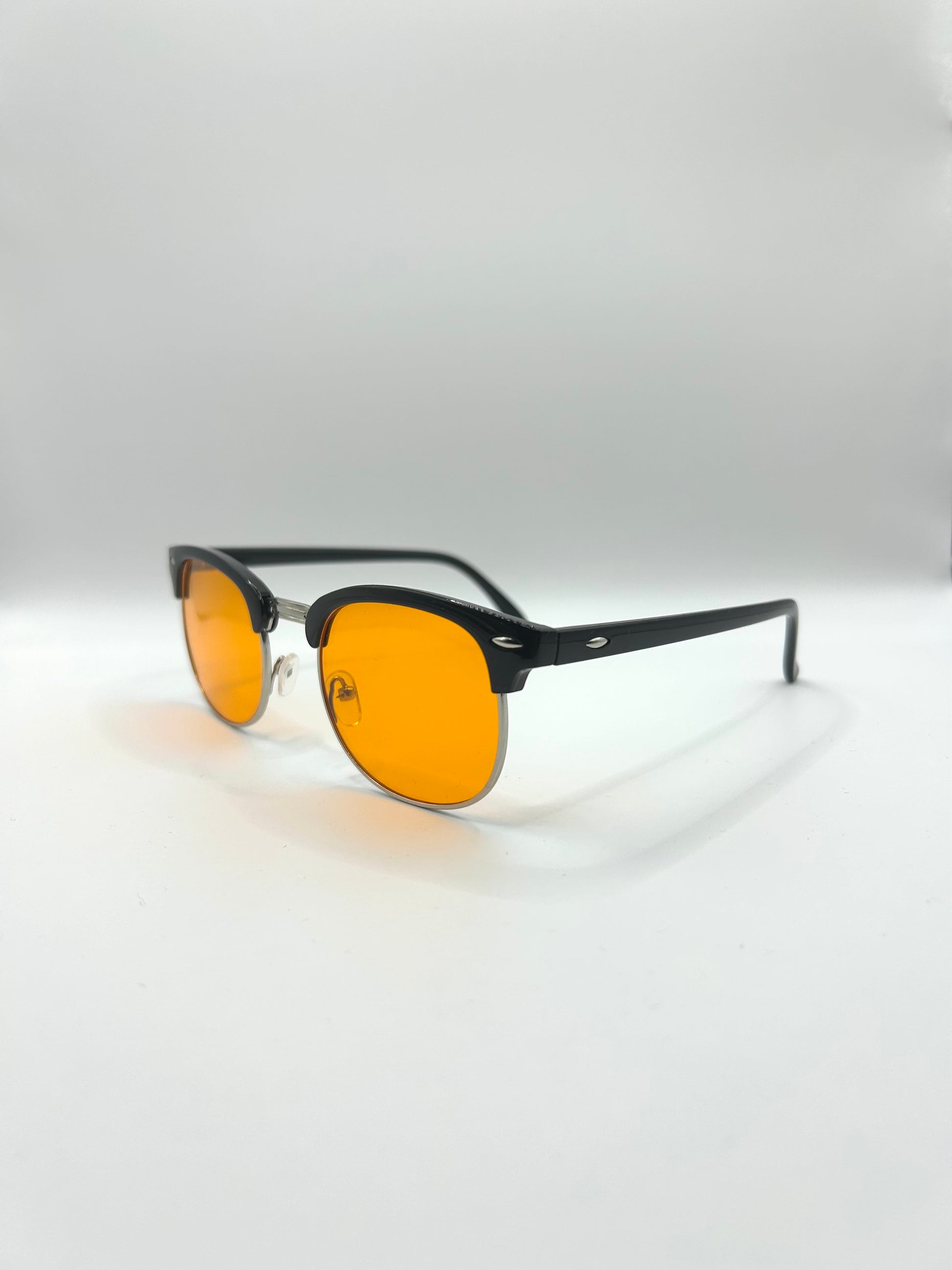 Clubmaster bril met amberkleurige glazen