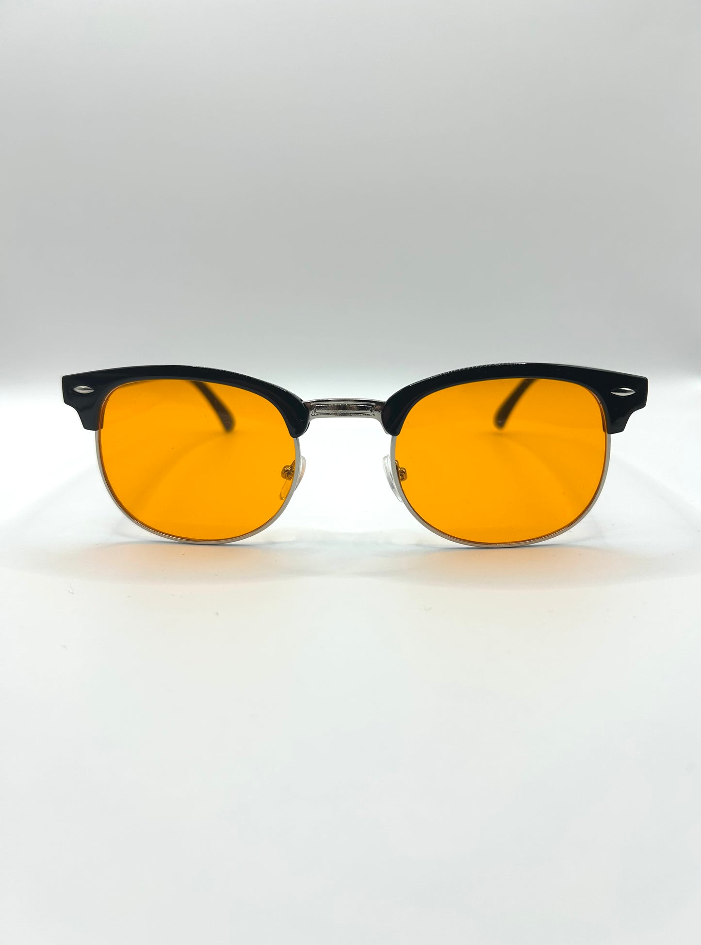Clubmaster bril met amberkleurige glazen