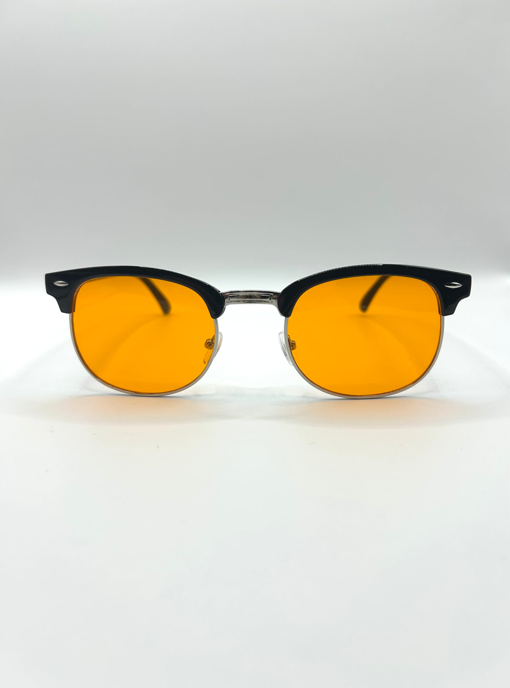 Clubmaster bril met amberkleurige glazen