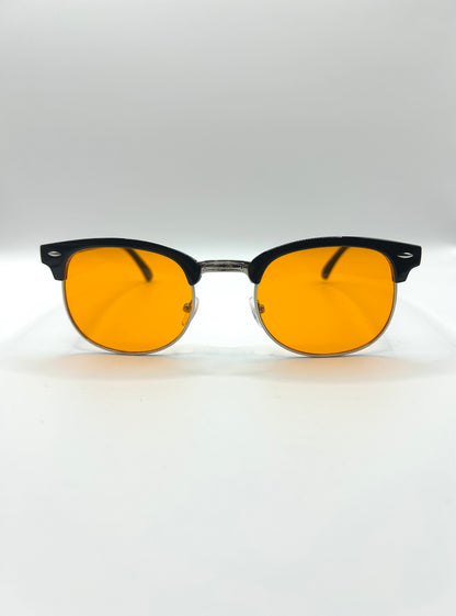 Clubmaster bril met amberkleurige glazen